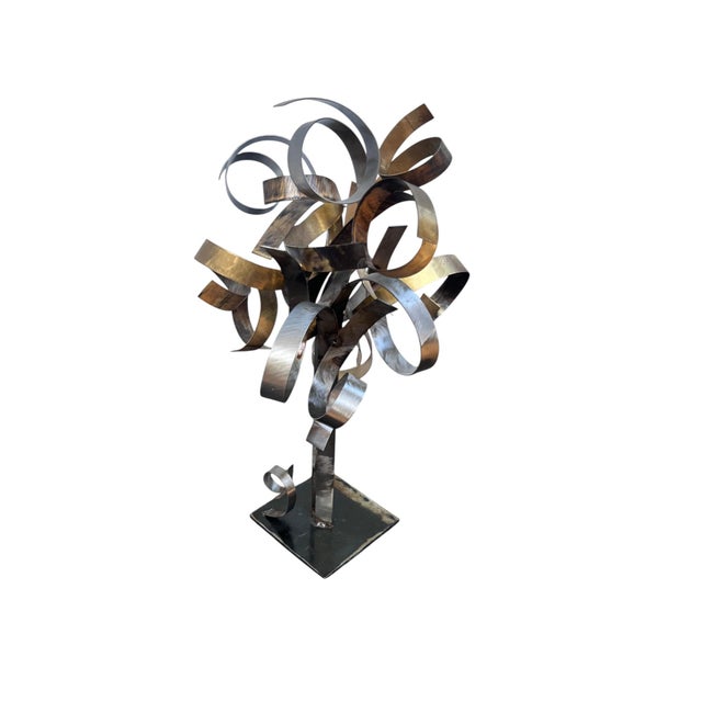 Signed Silas Seandel Abstract Mixed-Metal Ribbon Sculpture For Sale - Image 12 of 15