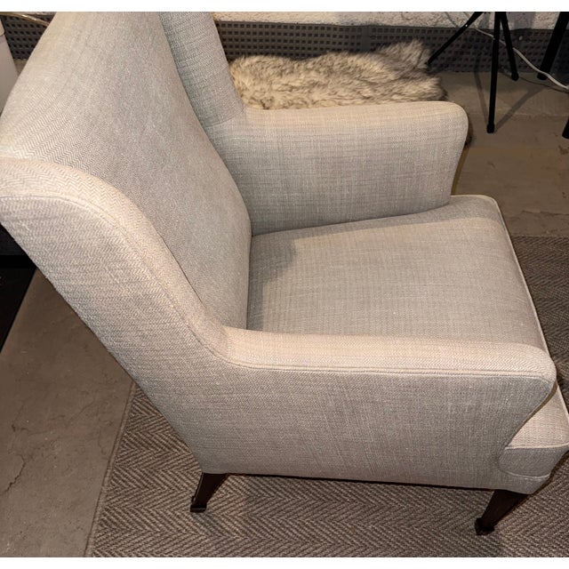 1950s Pair of Danish Modern Blue-Grey Wingback Lounge Chairs Attributed to Frits Henningsen For Sale - Image 12 of 17