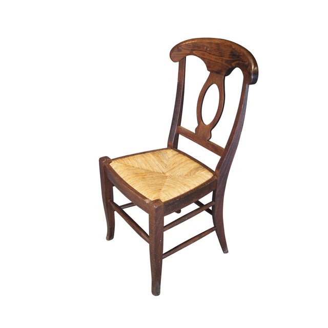 Mid 20th Century Pottery Barn Italian Tuscan Oak Rush Seat Napoleon