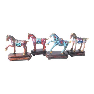 1980s Chinese Enamel Horses - Set of 4 For Sale