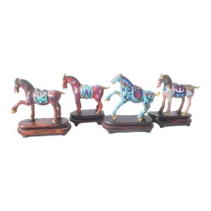 1980s Chinese Enamel Horses - Set of 4