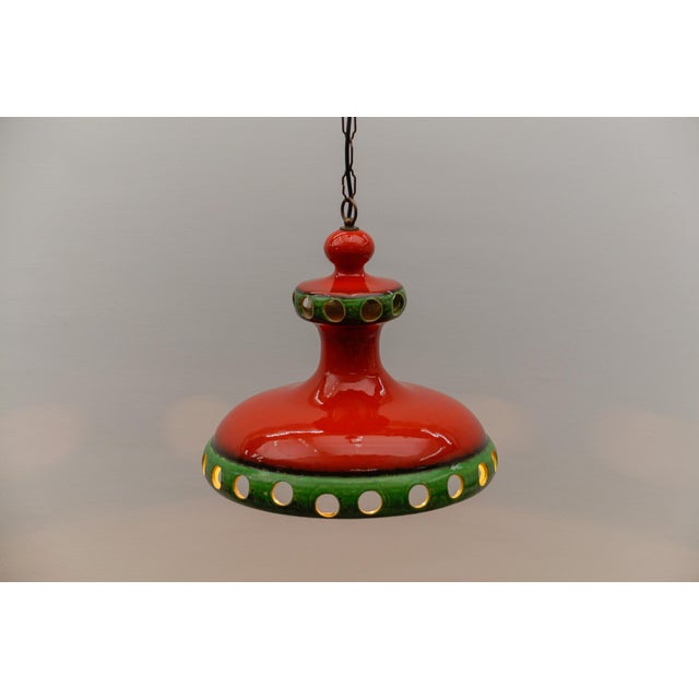 Large Handmade Ceramic Pendant Lamp, Italy, 1960s For Sale - Image 6 of 13