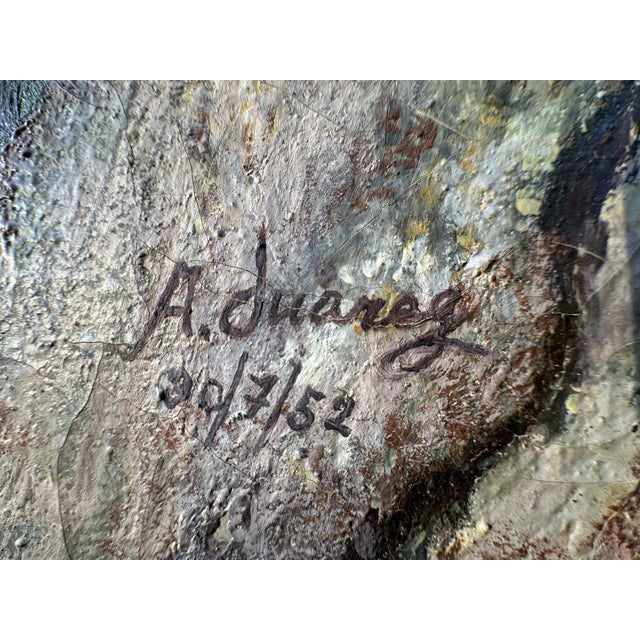 1950s 1952 "Ahuehuete" Mexican Cypress Landscape Oil Painting, Signed A. Juárez For Sale - Image 5 of 9
