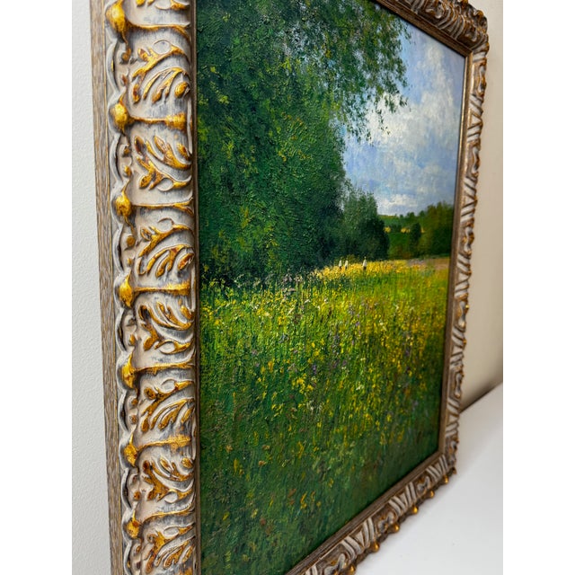 1980s Impressionist Oil Painting Banks of the Wye Coppet Hill Herefordshire by Charles Neal C1989 For Sale - Image 5 of 12