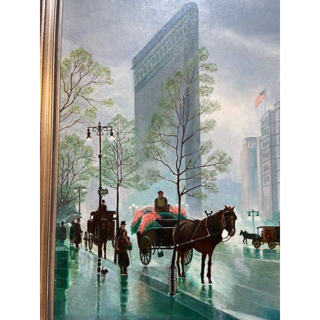 1990s "Flatiron Building, New York" Oil Painting by Richard Schwarz, Signed & Dated 1995 For Sale - Image 5 of 8
