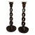 Pair Set Antique English Oak Open Barley Twist Candlesticks Candle Holder Brass For Sale