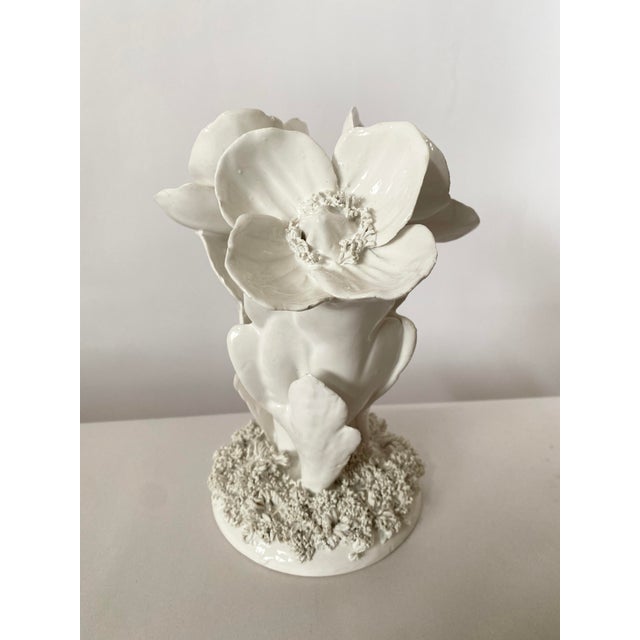 Vintage Portuguese White Ceramic Flower Sculpture For Sale - Image 9 of 9