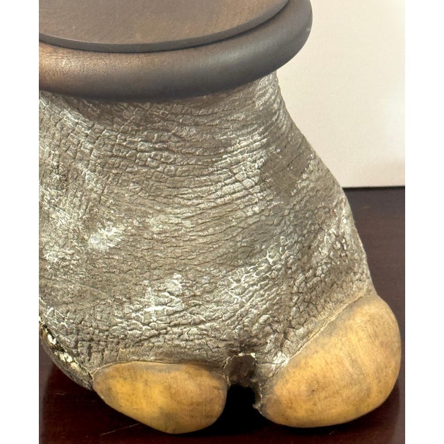 Victorian Faux Elephant Foot Humidor with Carved Hardwood Lid, Late 20th Century For Sale - Image 3 of 10