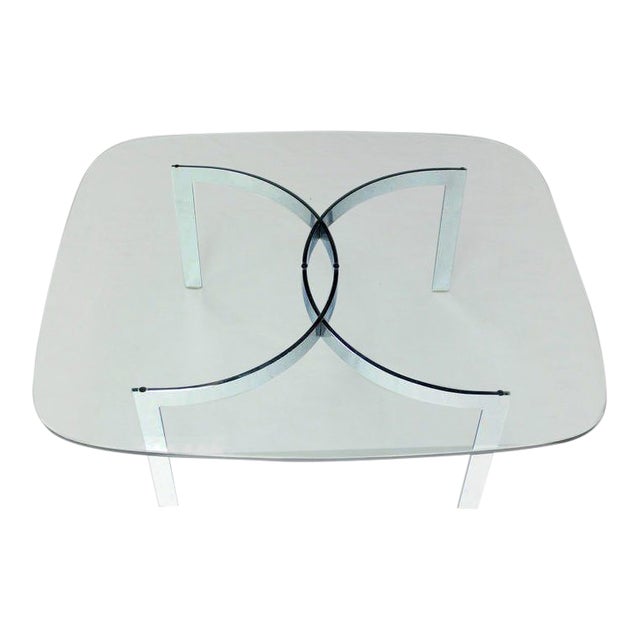 Mid-Century Modern Chrome and Glass-Top Coffee Table For Sale