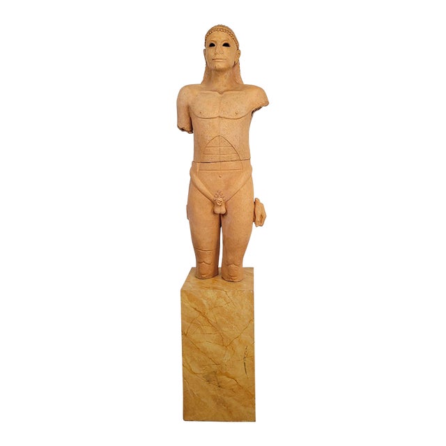 1970s Pottery Statue of a Koros on Later Stand, California Circa 1975 For Sale