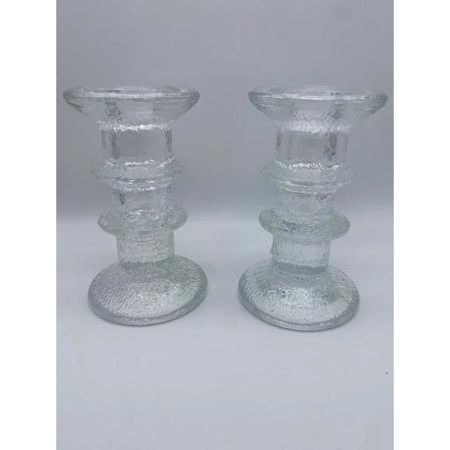 1970s Mid Century Timo Sarpaneva for Iittalia Glass "Festivo" Candlestick Holders - Pair For Sale - Image 5 of 8
