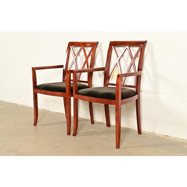 Late 20th Century Bernhardt Regency Carved Mahogany Armchairs | Pair For Sale - Image 5 of 16