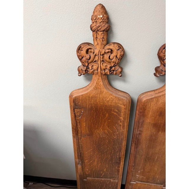 Gothic 19th Century Gothic Revival Hand Carved Oak Church Pew End Panels - A Pair For Sale - Image 3 of 8