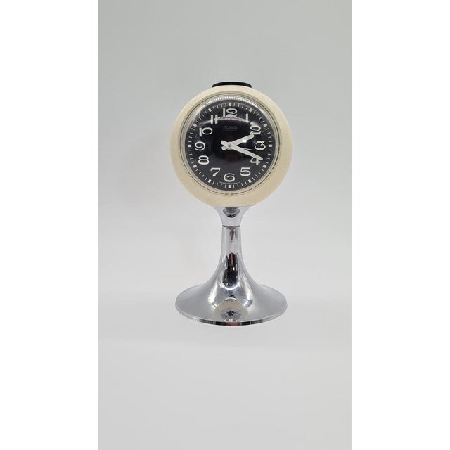 Beige Space Age Alarm Clock in Chrome-Plated Steel, 1970s For Sale - Image 8 of 12