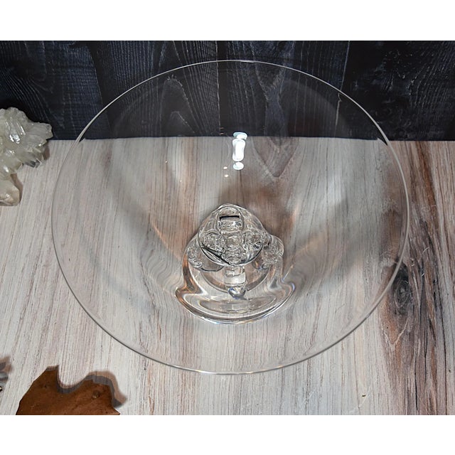 1950s 1950s #7884 Steuben Scrolled Footed Tazza Pedestal Glass Bowl Mid Century Modern For Sale - Image 5 of 17