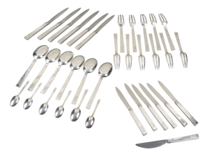 Silver Antibes Service by Jean-Élysée Puiforcat, 1890s, Set of 36