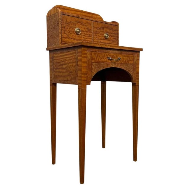 Antique English Satinwood Cabinet with Ebony Inlay For Sale - Image 6 of 14