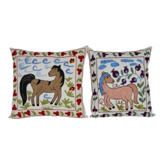 Suzani Pillow Cover - A Pair For Sale