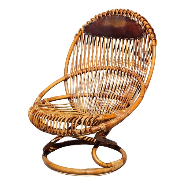 Italian Bamboo Armchair by Tito Agnoli, 1950s For Sale