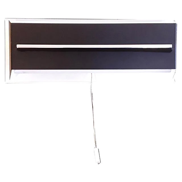 Vintage Wall Lamp with White Fins & Black Metal Cover with Chrome Trim & Pull, 1960s For Sale