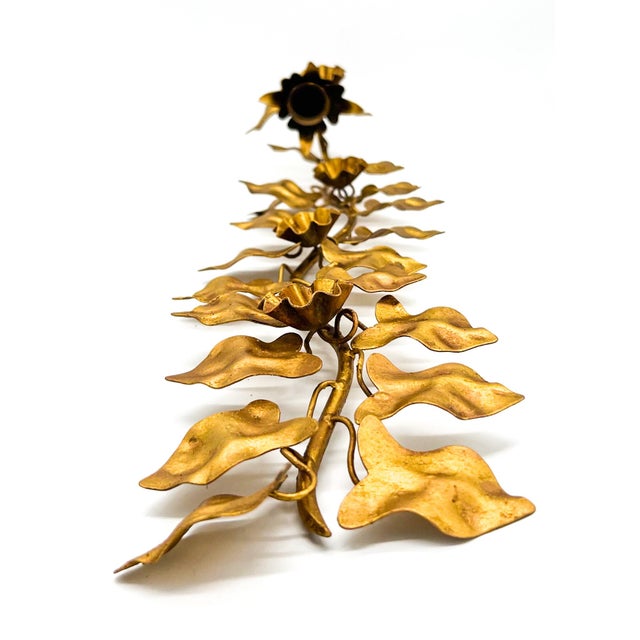 Mid-Century Italian Gilt Metal Ivy Wall Sconce – Hollywood Regency / Italian Florentine For Sale In Houston - Image 6 of 10