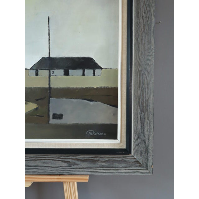 Brown Mid-Century Modern 'Where the Sky Rests' Swedish Abstract Landscape Oil Painting, Framed For Sale - Image 8 of 12