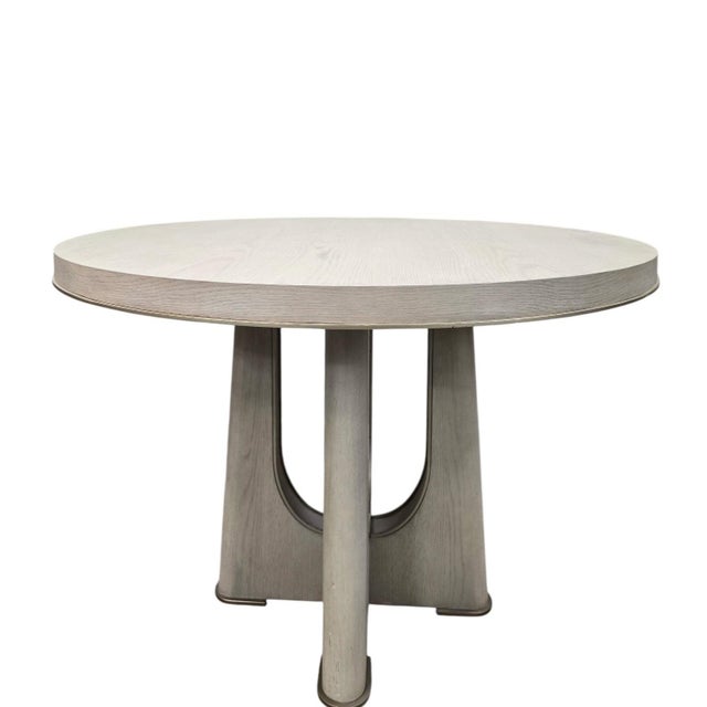 Contemporary White Cerused Oak Round Accent Table by Beautiter Home For Sale In Chicago - Image 6 of 8