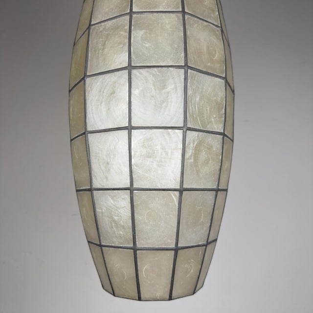 Shell Vintage Capiz Shell Pendant Lamp, Italy, 1960s For Sale - Image 7 of 18