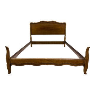 Vintage Full Size French Provincial Solid Oak Bed For Sale