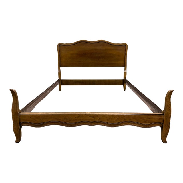 Vintage Full Size French Provincial Solid Oak Bed For Sale