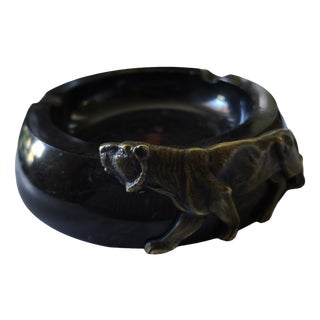 Art Deco Marble Big Cat Ashtray, 1920s For Sale