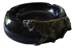 Art Deco Marble Big Cat Ashtray, 1920s