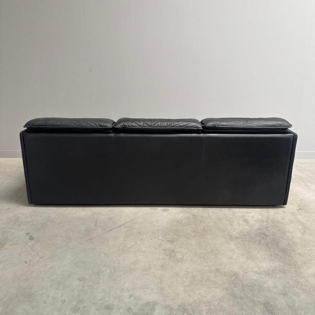 Three-Seater Sofa in Black Leather by Dreipunkt, 1970s For Sale - Image 14 of 18