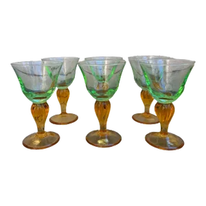 1960s Tuscan Art Glass Vetreria Save Goblets- Set of 6