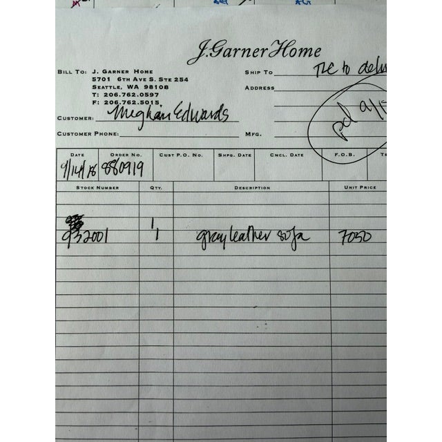 Animal Skin Designer Leathercraft Sofa, Nailhead Trim 87" — Like New" For Sale - Image 7 of 7