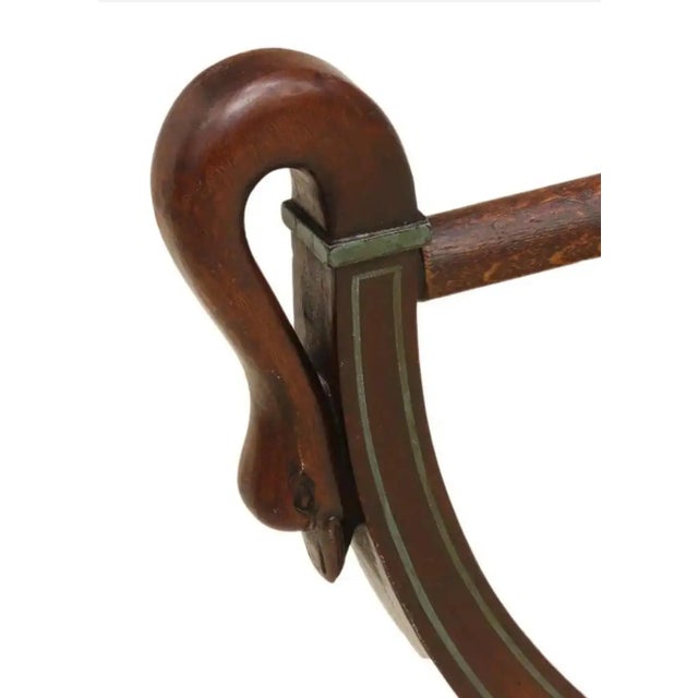 Large 19th C. French Empire Style Carved Mahogany Swan Head Towel Holder Quilt Blanket Rack on Rotating Display Stand For Sale - Image 4 of 5