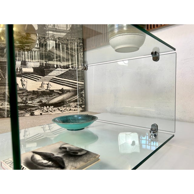 Glass Minimalist Glass and Chrome Side Table attributed to Draenert, West Germany, 1960s For Sale - Image 7 of 18