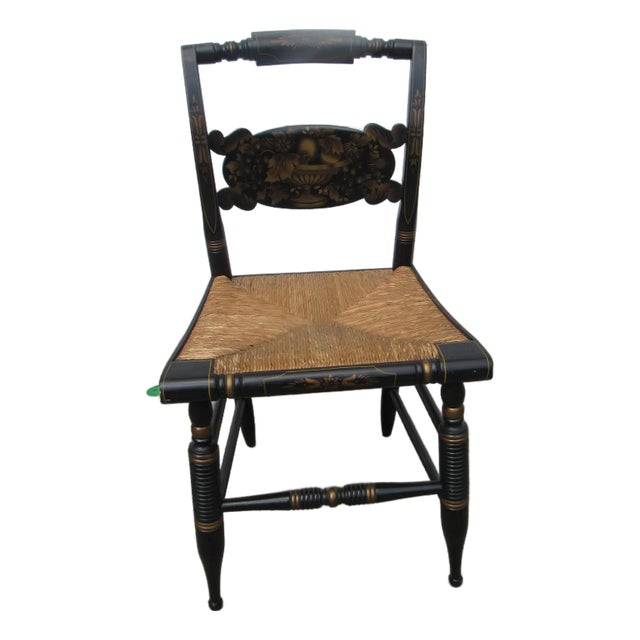 Hitchcock Black Rush Farmhouse Chair For Sale