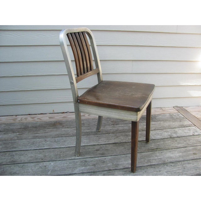 Mid 20th Century 1940s Vintage Shaw Walker Aluminum and Maple Office Chair For Sale - Image 5 of 10