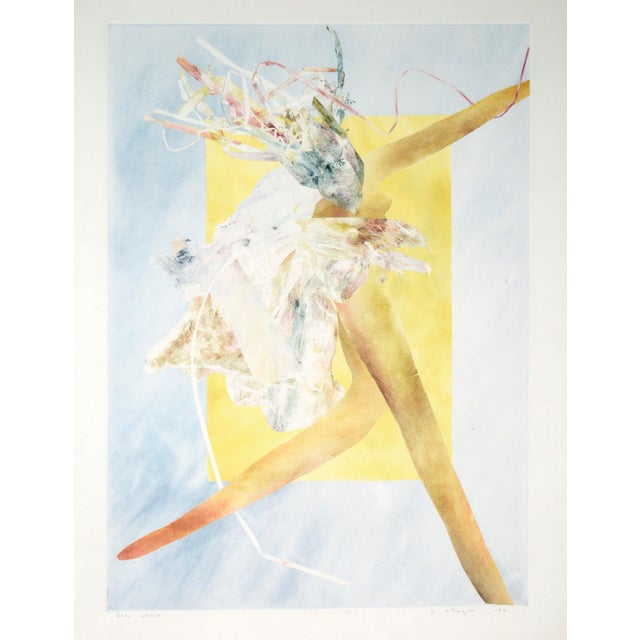 "Sale Julia" Abstract Figurative Monotype by California artist Linda O'Hagan. This dynamic print by Linda O'Hagan captures...