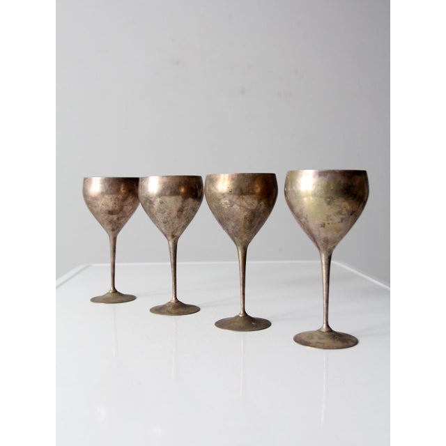 Metal Mid 20th Century Mid-Century Modern Leonard Silverplate Goblets, Set of 4 For Sale - Image 7 of 14