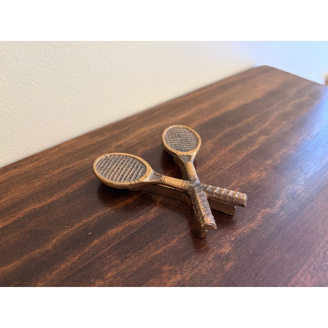 Virginia Metal Crafters 1970s Cast Brass Double Tennis Racket Door Knocker For Sale - Image 4 of 10