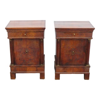 1800s Empire Tall Nightstands End Side Bedside Tables a Pair For Sale