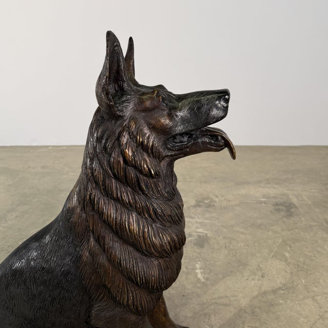 Bronze Sitting German Shepherd Bronze Sculpture – 29”h For Sale - Image 8 of 10