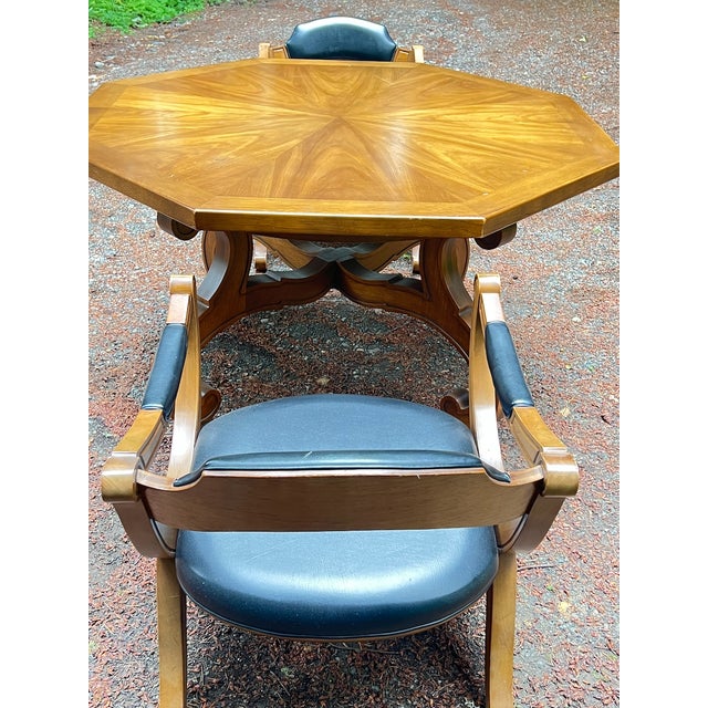 1960s Drexel Esperanto Mid-Century Modern Hexagonal Low Dining & Game Table With 4 Chairs For Sale - Image 9 of 17