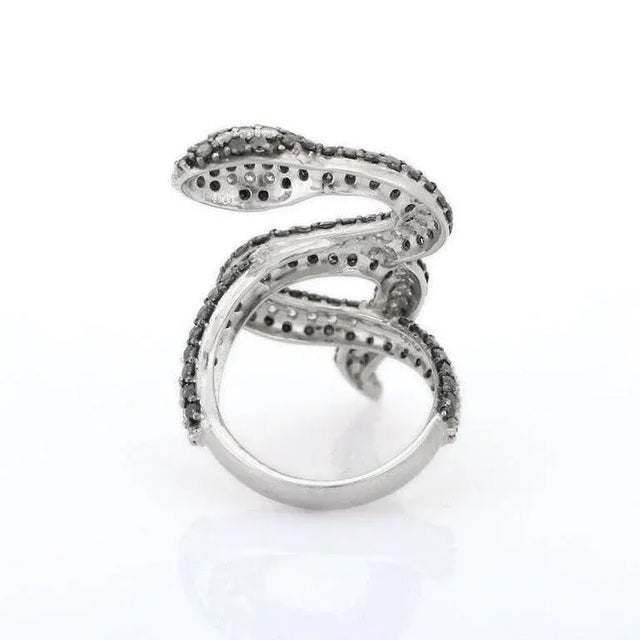 18k Gold Serpent Ring Size 7 With 3.8 Carats Natural Diamond Accents by VRJewels For Sale - Image 10 of 17