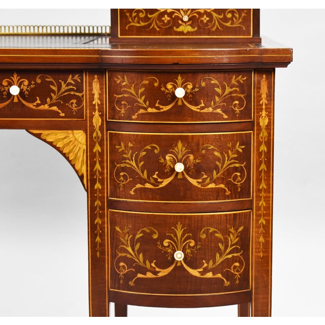 19th Century Victorian English Marquetry Inlaid Carlton House Desk For Sale - Image 11 of 18