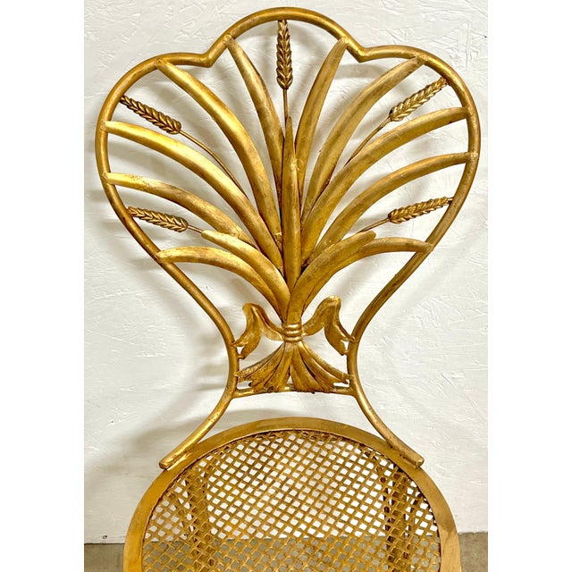 Pair of Italian Hollywood Regency Wheat Sheaf Chairs, by S. Salvadori For Sale - Image 4 of 9