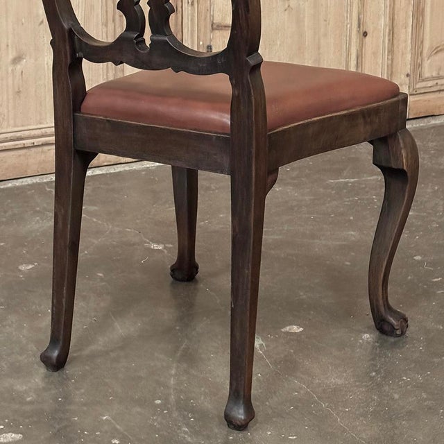 Set of Eight Antique Oak Chippendale Dining Chairs With Leather For Sale - Image 15 of 18