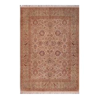 Shabby Chic Pak-Persian Taupe/Green Wool Rug - 7'11'' X 9'11'' For Sale